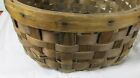 Large Vintage Primitive Splint Wood Handled Gathering Basket