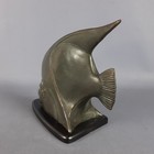 Sculpture Fish Tropical Brass On Base Black Design Modern Vintage Years  70