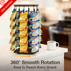 Puersi Wooden Chip Rack Display Stand  5 Tiers 40 Clips Rotating Snack Brown