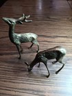 Vintage Pair Of  Brass Deer Figures Buck   Doe Sculptures 6     4  In