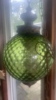 Vintage Mcm Green Globe Hanging Swag Lamp With Diffuser On Chain Working