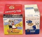 Lot Of 2 Vtg Feature Matchbooks Bowling   O German-1 Match Missing