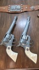 Vintage 1950s Hubley  cowboy  Double Holster Set-rare Horse Medallion-functional