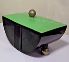 Art Deco  Bakelite Ge 1933 Worlds Fair Green Black Vanity Cigarette Box