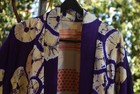 Vintage Japanese  Silk  Kimono Jacket  Purple