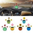 1 solar Power Dancing Flowers Insect For Car desk Decor Swing Dancing Toys Props