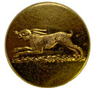 A Rare Running Rabbit hare On Oak Leaves Sporting Button 26mm 1800-24 R Bushby