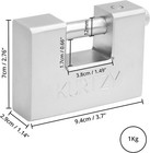 Heavy Duty 1kg Padlock With 5 Keys - Hardened Solid Steel Hardware Monoblock Loc
