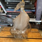 Larsen Cognac Viking Ship Boat Glass Bottle     Rare Collectible Decanter 12    Tall