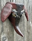 Antique Latin American Folk Art Hand Carved Wooden Animal Mask 10   x 10   