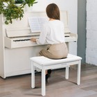 White Wooden Duet Piano Bench With Storage padded Cushion Keyboards Vanity Stool