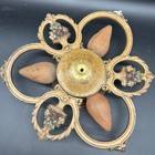 Antique Ornate Brass Cast Iron Art Deco Victorian Flush Mount Ceiling  3 Lights