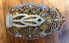Vintage Scarf Clip Gold Tone With Green Rhinestones And Faux Green Gems