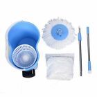 Microfiber Spin Mop Easy Floor With Bucket   2 Mop Heads 360 Rotating Head  Blue