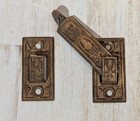 Vintage Eastlake Ornate Brass Window Cabinet Sash Latch