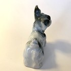 Vtg Scottish Terrier Dog Figurine Hand Painted Porcelain White Grey 2 75  Tall