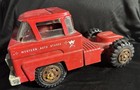 Vintage 1960 s Marx Lumar Semi Truck Cab Coe Red Pressed Steel Toy Plastic Grill