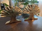 Vintage Pair Solid Brass Gingko Biloba Leaf Bookends Taiwan Euc