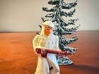 Vintage Barclay B136 785 Skier In White With Skis    Tree W  Snow   Near Mint 