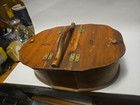 Mcm Patinated Oval 2 Tone Wooden Shaker Style Sewing Box