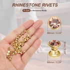 6mm Leather Rivets  70 Sets Rhinestone Studs Rivet  Pink Gold Tone