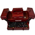 Singer Wood Accordion Sewing Box With Drawers And Thread Vintage  Missing Knob