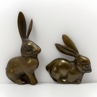 Vintage Solid Brass Rabbits Set Of Two  Free Shipping