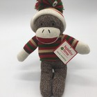 Dan Dee Collectors Choice Holiday Winter Sock Monkey Beanie Plush Animal 10  Nwt