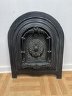 Antique Ornate Cast Iron Fireplace Backplate Insert   Fender Summer Cover Vtg