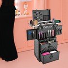 Rolling Lockable Makeup Train Case Hairdressing Cosmetic Travel Case With Wheels