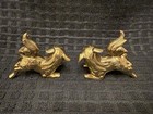 Vintage Mid Century Modern Brass Gold Asian Chinese Foo Dogs Fu Guardian Lions