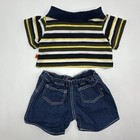 Build A Bear Blue Yellow Stripe Polo Shirt Denim Jeans Boy Teddy Clothes Outfit