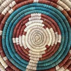 African Woven Coiled Wall Basket Bowl 9x3    Handmade Boho Decor Rustic Tribal