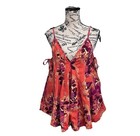 Free People Zenni Printed Romper Boho Floral Tie Strap Flowy Romper Womens S