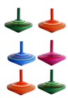 Wooden Colorful Spinning Top Toys   Set Of 12 As Birthday Return Gifts For Kids