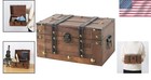 Vintage 11  Wooden Treasure Chest - Elegant Storage For Keepsakes   Treasures