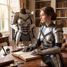 Female Steel Knight Armor Suit Cuirass Pauldrons Chainmail Larp Cosplay Set