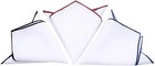 Mens White Pocket Square 100  Cotton- Pack Of 3  burgundy navy Blue black Border