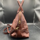 Vintage Frye Cognac Brown Leather Dome Ring Satchel Tote Purse db693 quality ec
