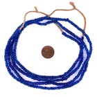 Translucent Cobalt Blue Ghana Glass Seed Beads 4mm African Round 24 Inch Strand
