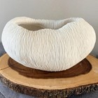 White Textured Ceramic Oval Planter Art Pottery 11 5 In L X 4 5 In H Shell