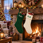 Couple Names Personalized Embroidered Knit Christmas Stocking White Custom Gift