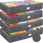 Under Bed Storage Bins - Pack Of 4 Under The Bed Storage Containers 4 Pack Gray