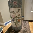 Chinese Porcelain Vase Multi-color Floral Bird Motif Cylindrical Marked