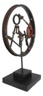 Rustic Grey Metal Industrial Geared Clockwork Steampunk Wheel Sculpture W  Base