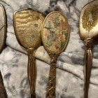 Vintage 1900s  Hand Held Mirror And Brush Set Needlepoint Vanity Set