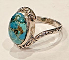 Ys India Sterling Silver 925 Copper Turquoise Blue Ring Size 7 Southwest Ln