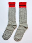 Vtg Men s Wool Boot Socks Very Thick Hunting Lrg Or Xl 4 Oz pair Gray Red Black