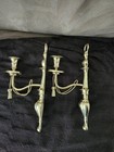 Vintage Large Brass Tassel Candlestick Holder Wall Sconce Set Of 2