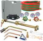 Oxygen Acetylene Gas Cutting Torch Regulator Welding Kit W 50  Hose Goggles Case